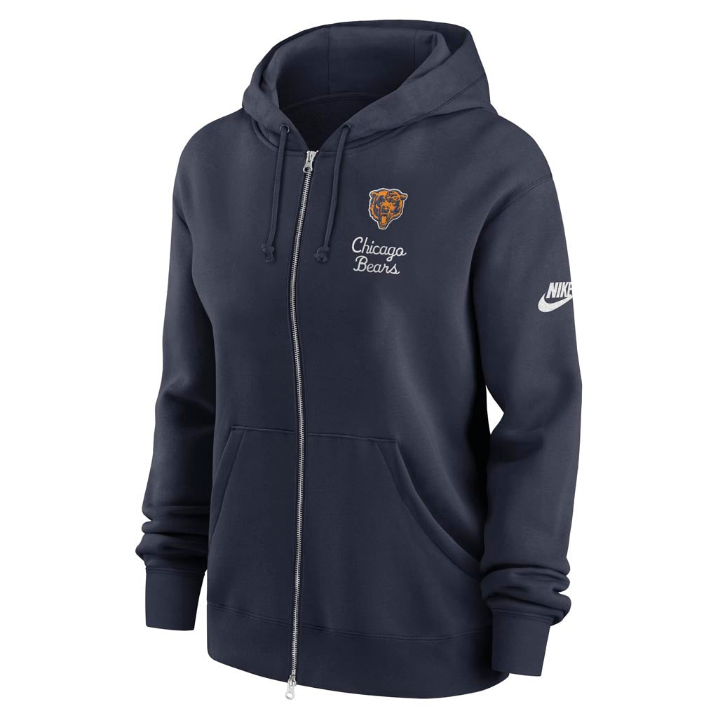 NFL Chicago Bears Women's Nike Rewind Phoenix Full-Zip Hoodie - Navy