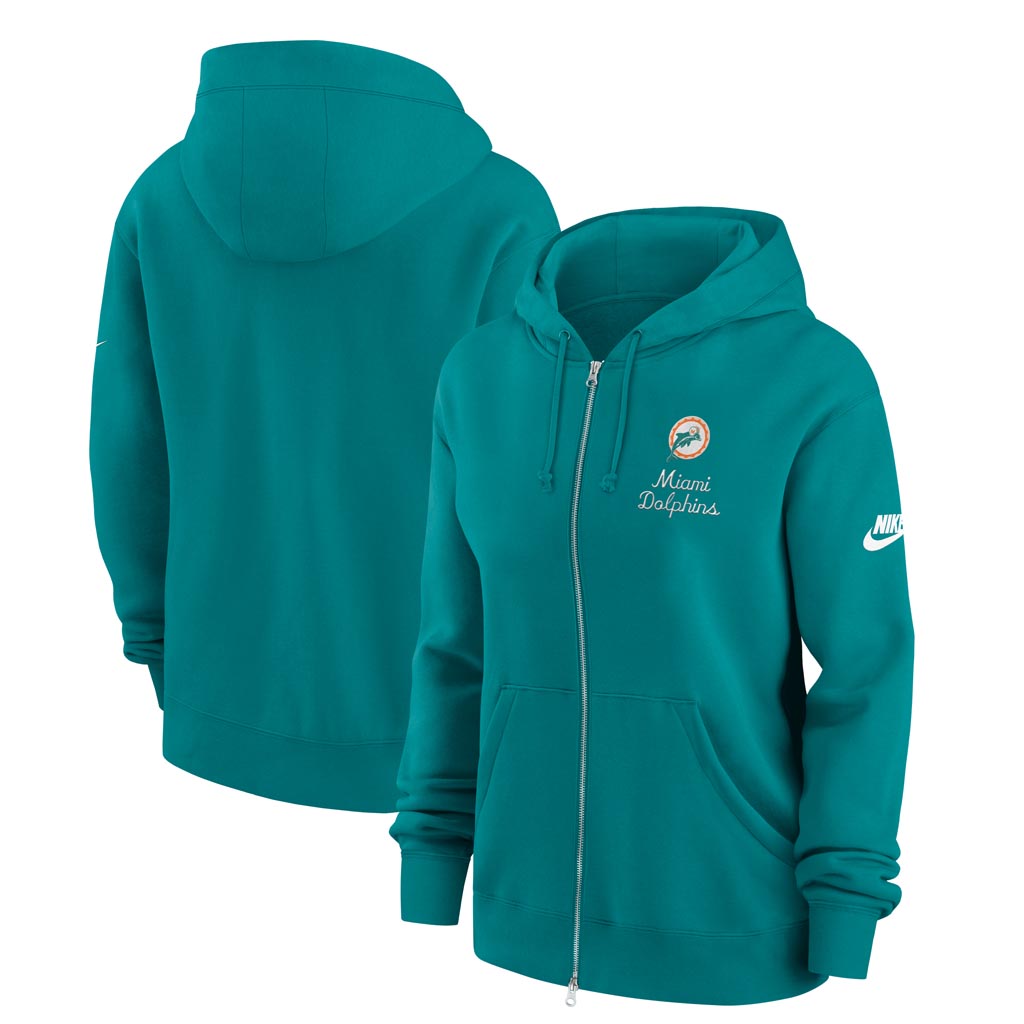 NFL Miami Dolphins Women's Nike Rewind Phoenix Full-Zip Hoodie - Teal