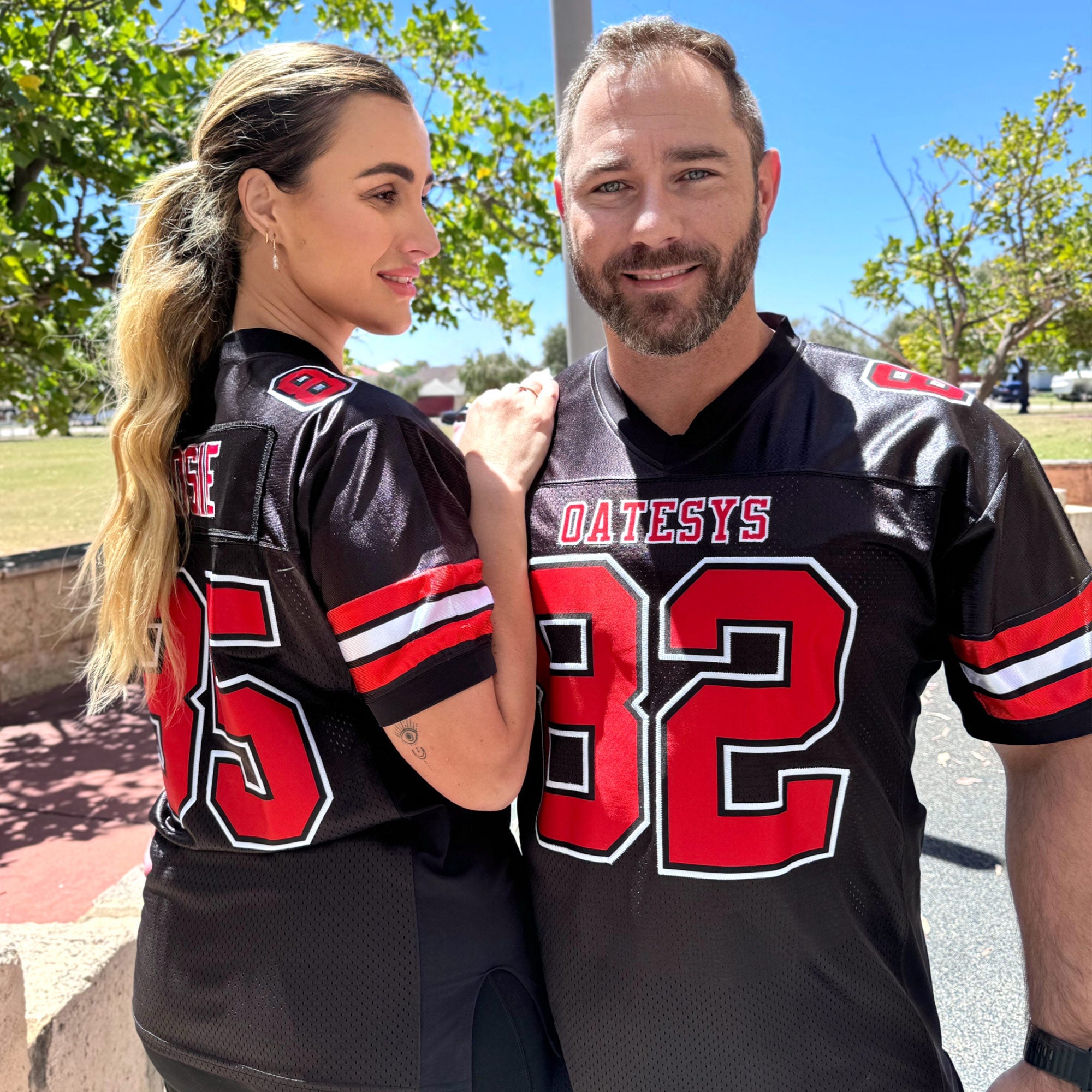 Custom Black Red-White Classic Style Mesh Authentic Football Jersey