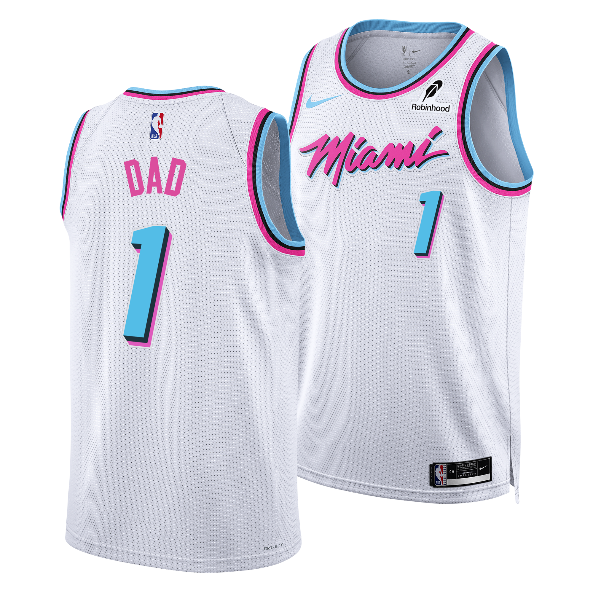 #1 Dad Nike Miami HEAT Original Vice Swingman Jersey